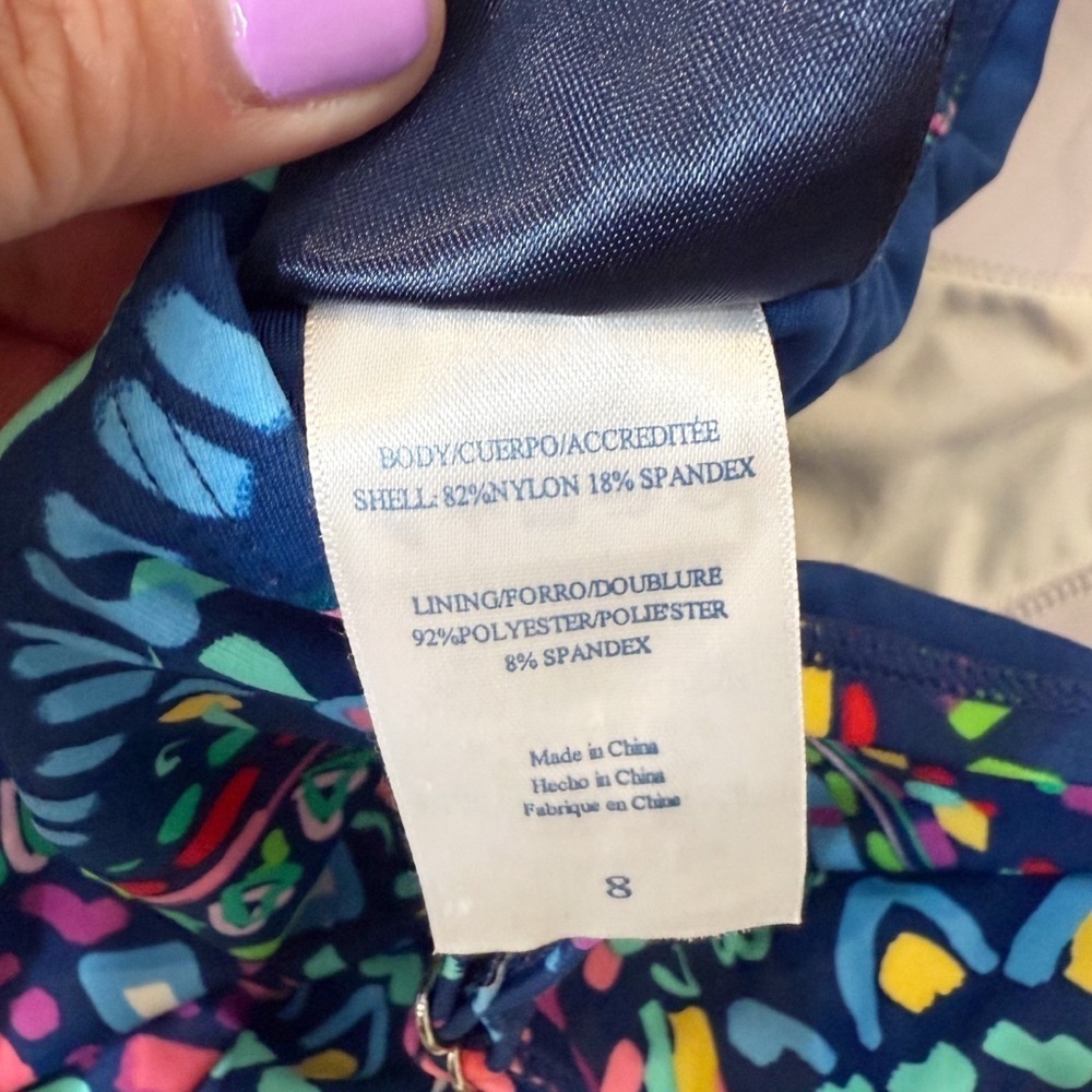 NEW Caribbean Joe Vacation Ready Blue Paisley Ruffle One Piece Swimsuit Sz 8 - Picture 7 of 12